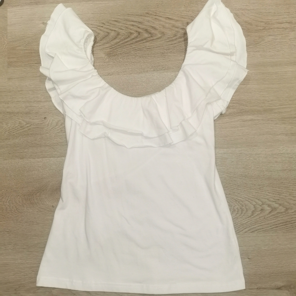 Together Cotton white ruffled top